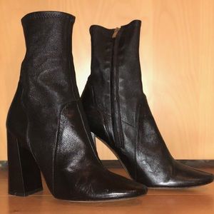 Leather Black Heeled Boots